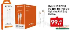 HYTECH HY-XPD30 1 M TYPE-C TO LİGHTNİNG HIZLI ŞARJ KABLOSU fiyat ve kampanya bilgisi